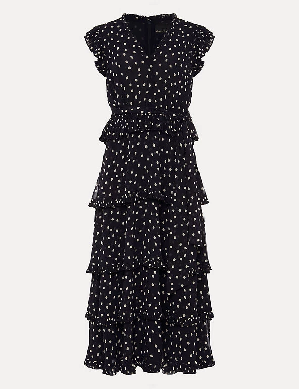 Phase Eight Dresses Spot Print V-Neck Midaxi Tiered Dress - Image 2