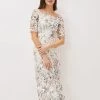 Phase Eight Dresses Floral Lace Bardot Midi Dress
