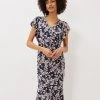 Phase Eight Dresses Floral Print V-Neck Knee Length Shift Dress
