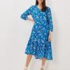 Phase Eight Dresses Pure Cotton Floral Midi Tiered Shirt Dress