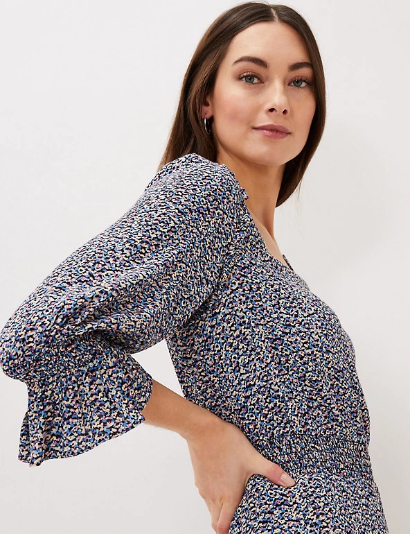 Phase Eight Dresses Ditsy Floral Square Neck Midi Waisted Dress - Image 5