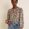 Albaray Shirts & Blouses Floral Collared Tie Front Blouse