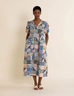 Albaray Dresses Organic Cotton Patchwork Midi Swing Dress