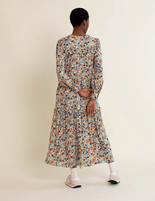 Albaray Dresses Floral Tie Neck Midi Tiered Dress - Image 4