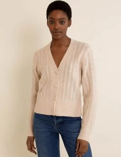 Albaray Cardigans Cable Knit V-Neck Cardigan With Wool