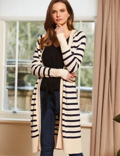SOSANDAR Cardigans Striped Edge To Edge Longline Cardigan
