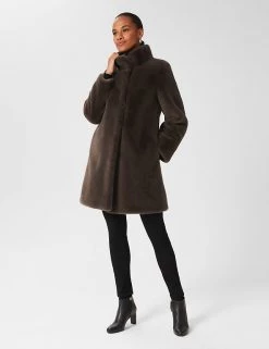 HOBBS Coats & Jackets Faux Fur High Neck Longline Coat