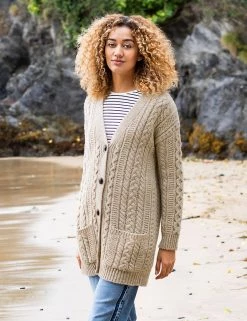 Celtic & Co. Cardigans Pure Wool Cable Knit Relaxed Cardigan
