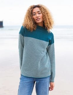 Celtic & Co. Jumpers Pure Wool Striped Funnel Neck Jumper