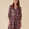 Finery London Dresses Floral V-Neck Midaxi Waisted Dress