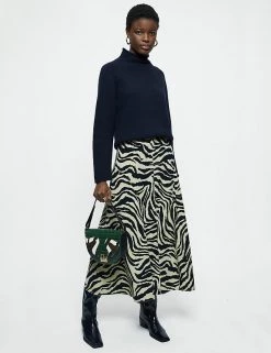 Jigsaw Skirts Animal Print Midi Slip Skirt