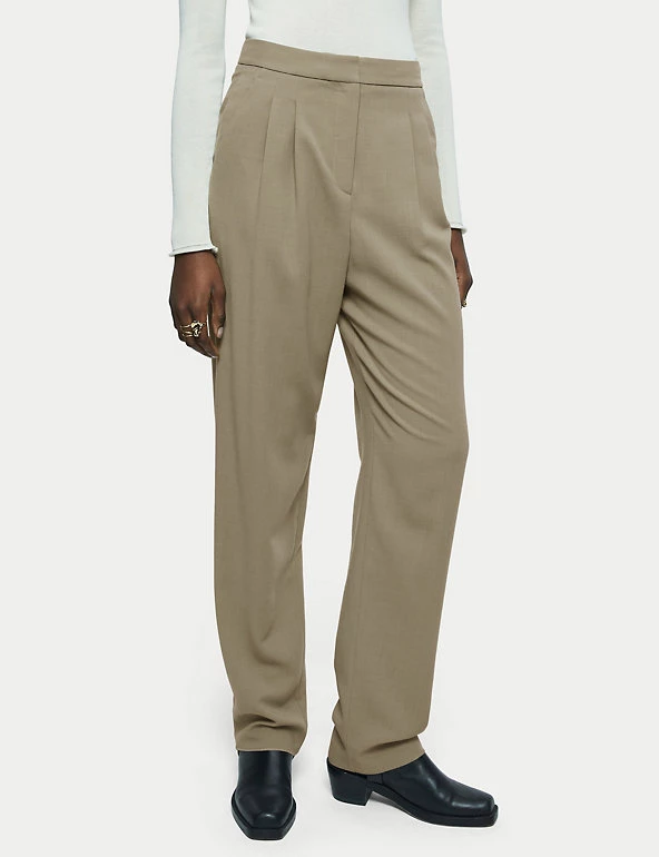 Jigsaw Wool Blend Twill Wide Leg Trousers - Image 3