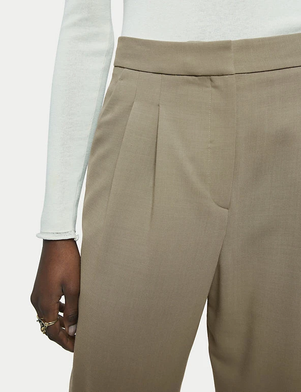 Jigsaw Wool Blend Twill Wide Leg Trousers - Image 4