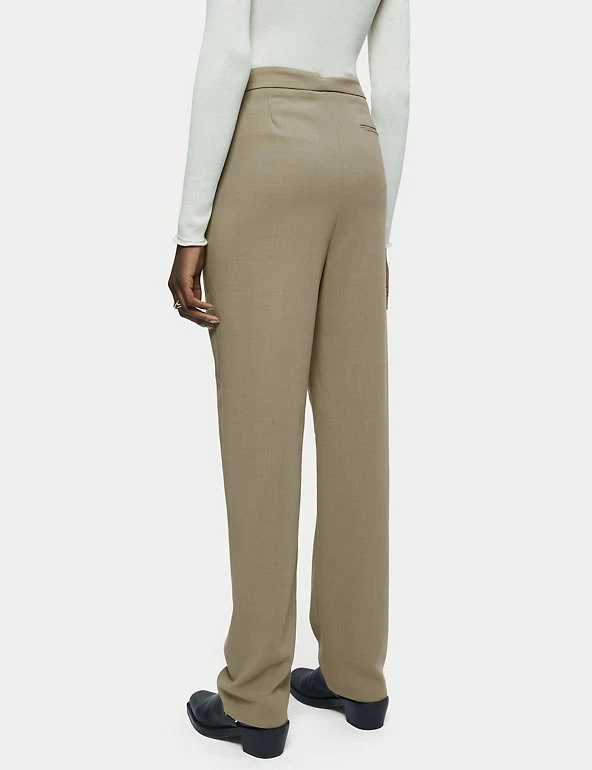Jigsaw Wool Blend Twill Wide Leg Trousers - Image 5