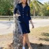SOSANDAR Dresses Denim Knee Length Shirt Dress