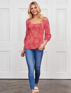 SOSANDAR Tops Confetti Spot Square Neck Long Sleeve Top