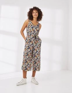 FatFace Dresses Floral Belted Sleeveless Cropped Jumpsuit