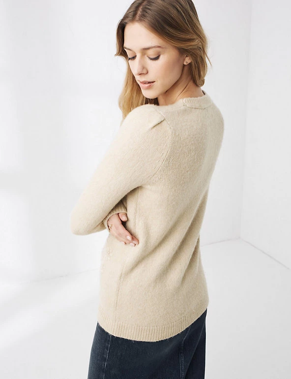 FatFace Jumpers Embroidered Floral Jumper With Wool - Image 3