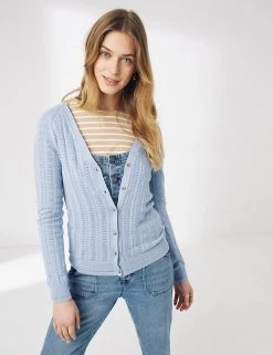 FatFace Cardigans Pure Cotton Pointelle V-Neck Cardigan