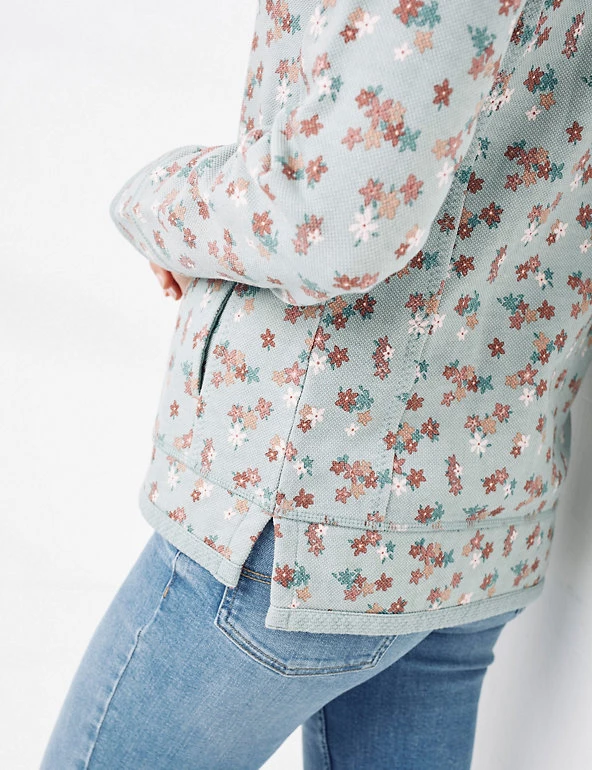 FatFace Sweatshirts Pure Cotton Floral Funnel Neck Sweatshirt - Image 3