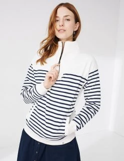 FatFace Sweatshirts Cotton Rich Striped Half Zip Sweatshirt