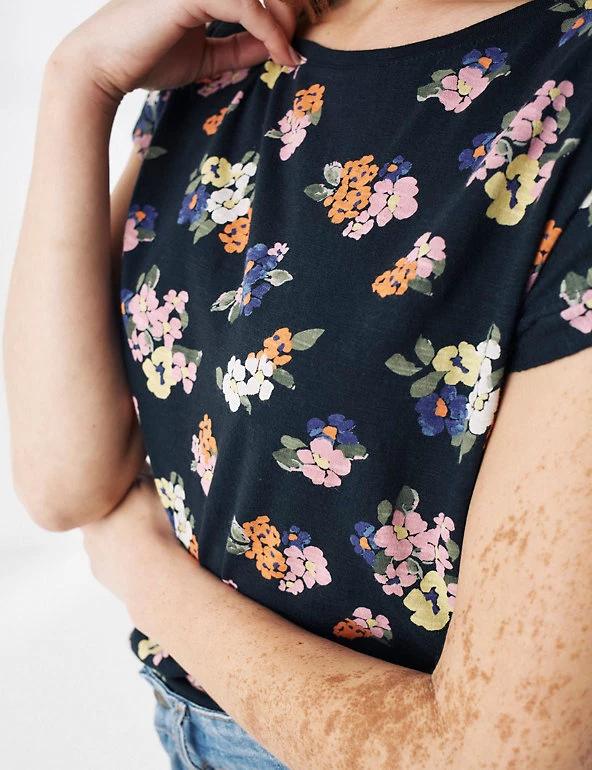 FatFace T-shirts Cotton Modal Blend Floral T-Shirt - Image 3