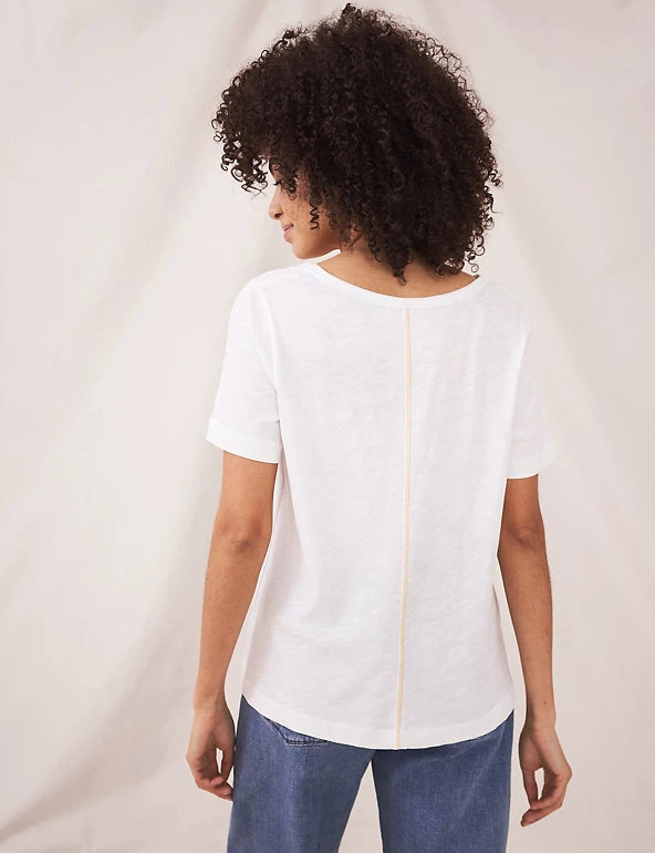 White Stuff Women Pure Cotton Scoop Neck T-Shirt - Image 7