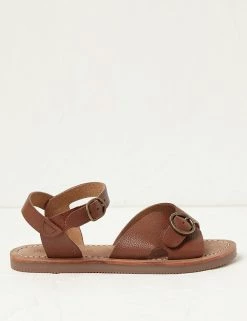 FatFace Leather Buckle Ankle Strap Flat Sandals