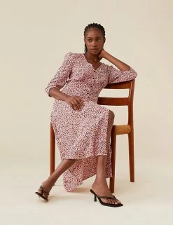 Finery London Dresses Printed V-Neck Midi Waisted Dress