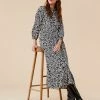 Finery London Dresses Printed Button Through Midi Waisted Dress