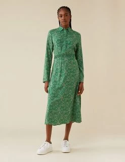 Finery London Dresses Printed Long Sleeve Midaxi Shirt Dress