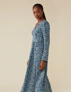 Finery London Dresses Floral V-Neck Midi Waisted Dress
