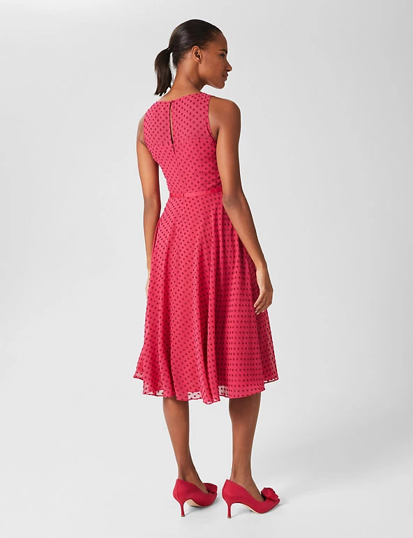 HOBBS Dresses Polka Dot Sleeveless Midi Swing Dress - Image 4
