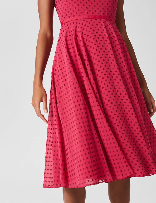 HOBBS Dresses Polka Dot Sleeveless Midi Swing Dress - Image 5
