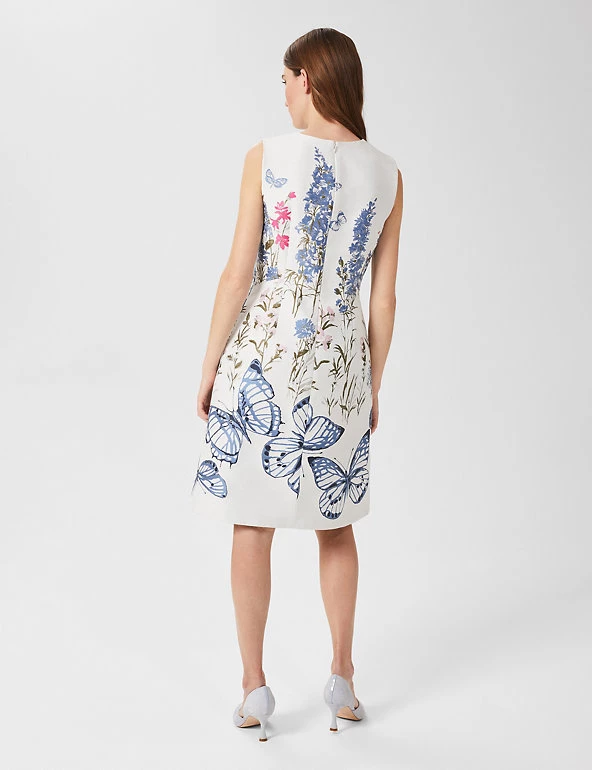 HOBBS Dresses Cotton Blend Floral Knee Length Shift Dress - Image 5