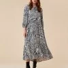 Finery London Dresses Paisley Tie Neck Midaxi Tiered Dress