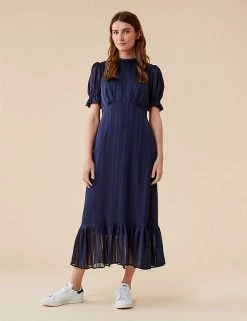 Finery London Dresses Round Neck Puff Sleeve Midaxi Smock Dress