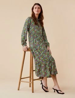 Finery London Dresses Floral Button Front Midi Shirt Dress
