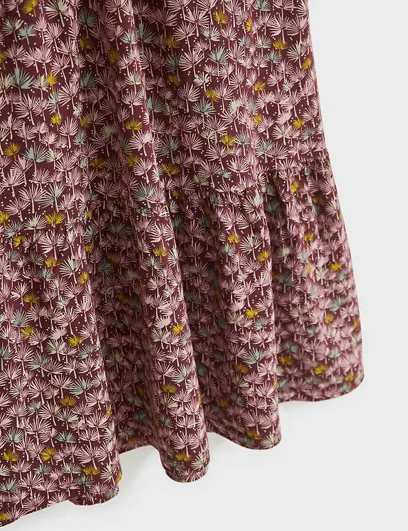 White Stuff Dresses Jersey Printed V-Neck Midi Tiered Tea Dress - Image 6