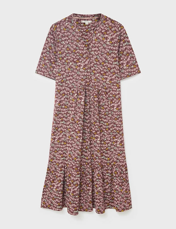 White Stuff Dresses Jersey Printed V-Neck Midi Tiered Tea Dress - Image 2