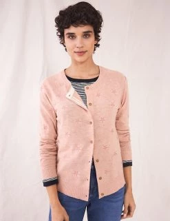 White Stuff Cardigans Pure Cotton Embellished Crew Neck Cardigan