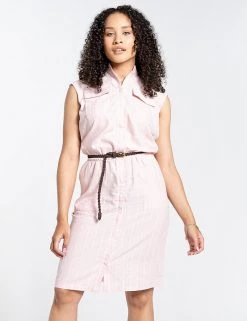 Craghoppers Dresses Linen Blend Striped Belted Dress