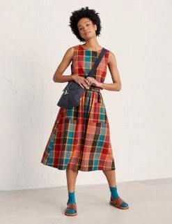Seasalt Cornwall Skirts Organic Cotton Checked Midi A-Line Skirt