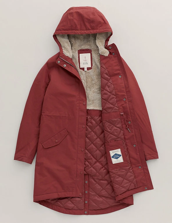 Seasalt Cornwall Coats & Jackets Cotton Rich Hooded Longline Raincoat - Image 13