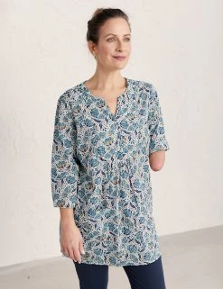 Seasalt Cornwall Tunics Organic Cotton Floral 3/4 Sleeve Tunic