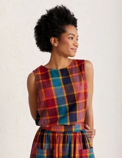 Seasalt Cornwall Women Pure Cotton Checked Sleeveless Top