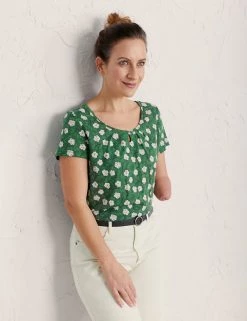 Seasalt Cornwall Women Cotton Blend Floral Short Sleeve Top