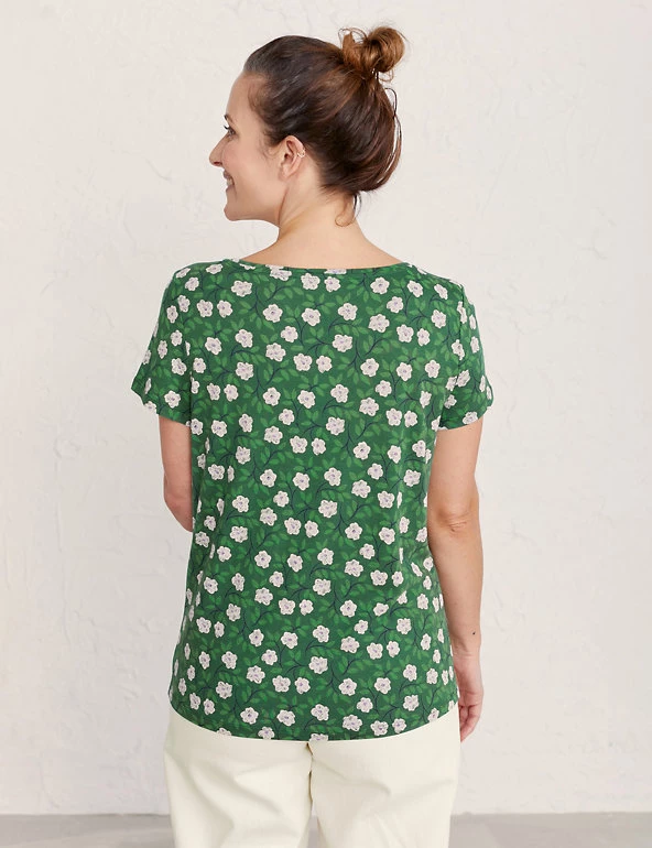 Seasalt Cornwall Women Cotton Blend Floral Short Sleeve Top - Image 3