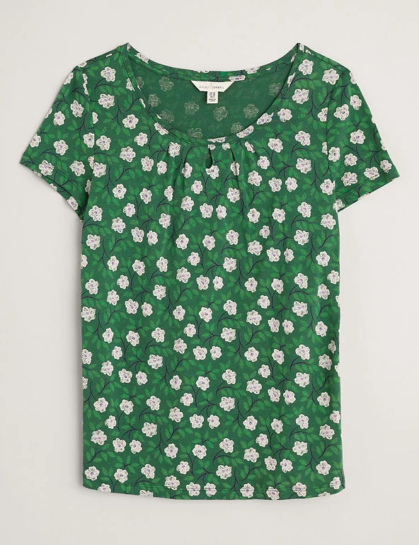 Seasalt Cornwall Women Cotton Blend Floral Short Sleeve Top - Image 2