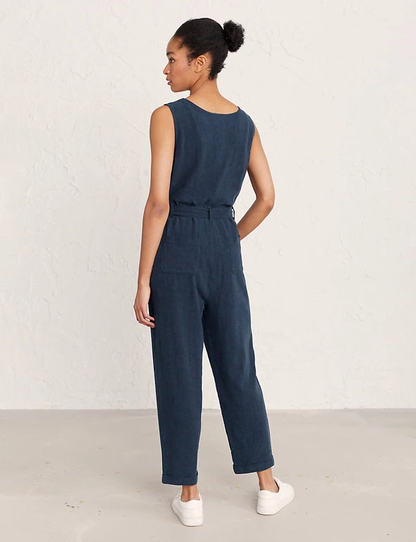Seasalt Cornwall Dresses Linen Rich Belted Sleeveless Jumpsuit - Image 5
